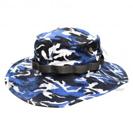 Fisherman Hat White Blue and Black Camouflage Print