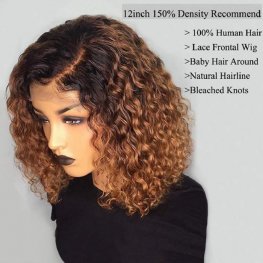 T1B/30 13*4 lace front bob wig curly